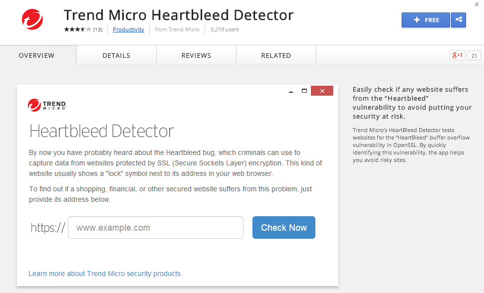 Trend Micro Heartbleed Scanner for Chrome