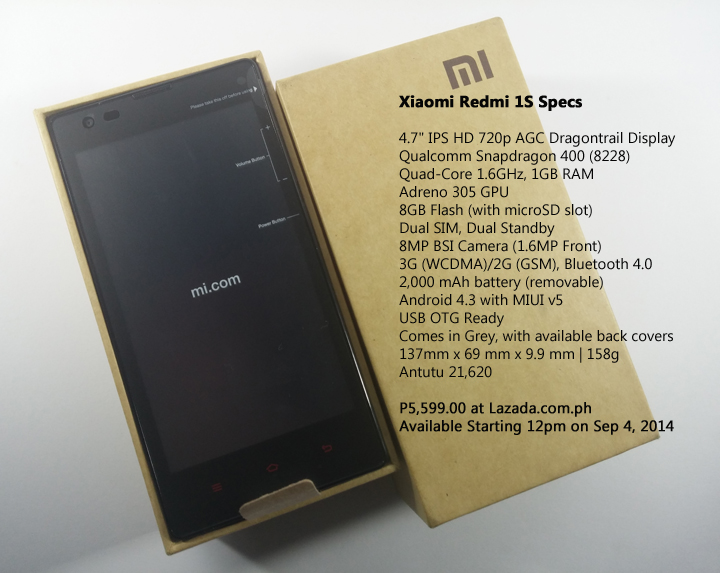 Xiaomi Redmi 1s specs 