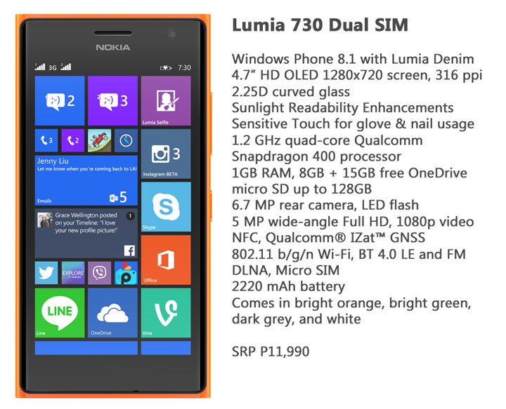 Lumia 730 Specs, Price