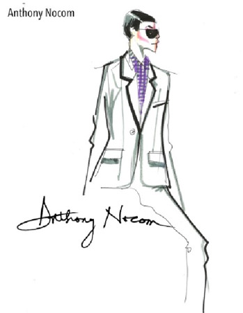 A design sketch of Anthony Nocom, one of the fashion designers who will present their holiday collections at the upcoming Philippine Fashion Week to be held at SM Aura Premier, Taguig City on June 12-14. In his collection titled “A New Attitude,” Anthony interprets the rise of the modern, style-conscious man. Complementing the looks of his collection pieces on the runways are stylish accessories from Moshi, a brand founded in 2005 with the vision to bring beauty to the world of electronics.
