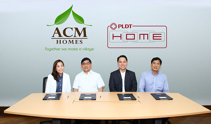 (L-R): ACM Homes Group Vice President for Business Development and Corporate Marketing Angelina B. Magsanoc, ACM Homes President and Director Meldin Al G. Roy, HOME Connectivity Management Head Ken Alvarez and HOME Sales South Luzon District Head Willie Capacite.