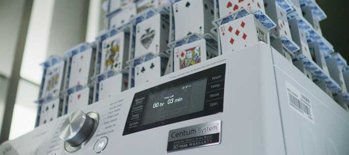 House of cards built on running LG washing machine breaks Guinness World Record