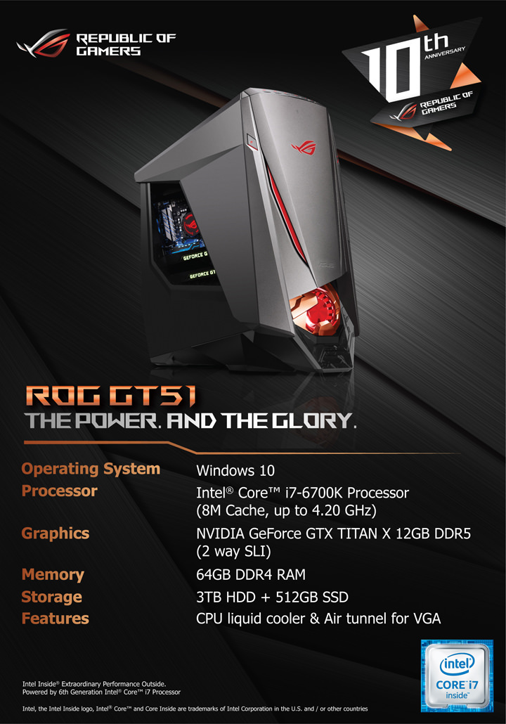 ASUS ROG GT51, ASUS ROG GL502, ASUS ROG Swift PG248Q, ASUS ROG Strix GeForce GTX 1080