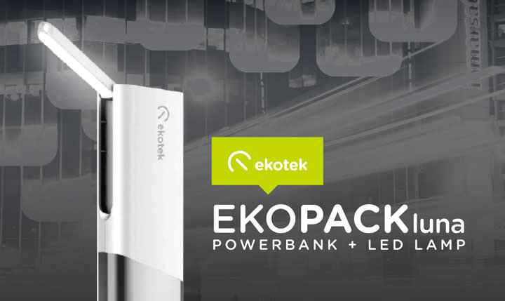 Ekopack Luna is a sleek power bank and LED lamp in one
