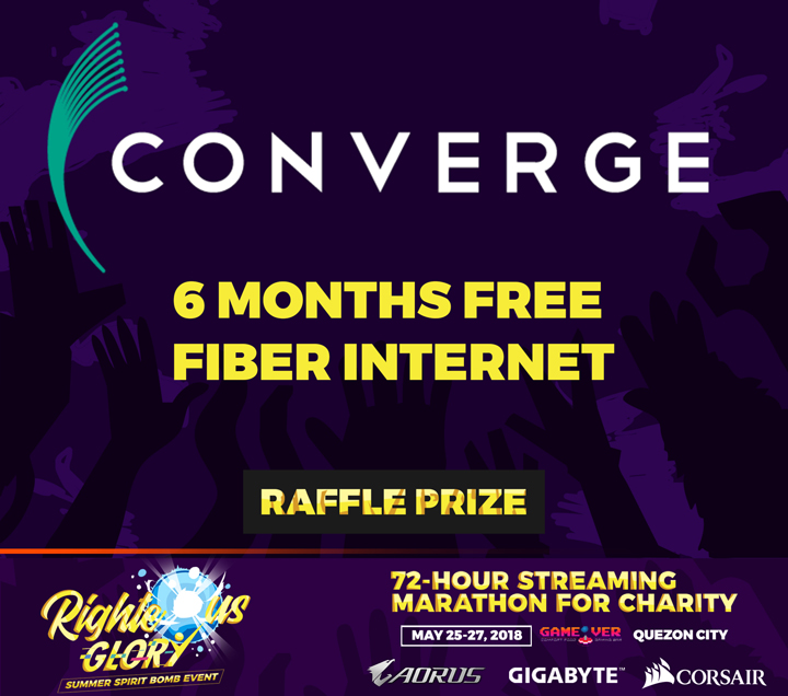 Righteous Glory Summer Spirit Bomb is a 72-hour Streaming Marathon for Charity that will be powered by the Pure Fiber Internet of CONVERGE.