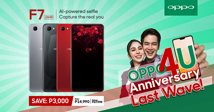 Get the P17990 OPPO F7 for only P14990 at OPPO4U Anniversary Sale