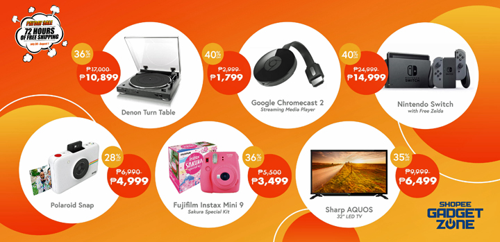Enjoy 72 Hours of Free Shipping and Up to 80% Discounts on Premium Items like Denon Turntable, Nintendo Switch, Sharp TV and many more on Shopee’s Payday Sale!