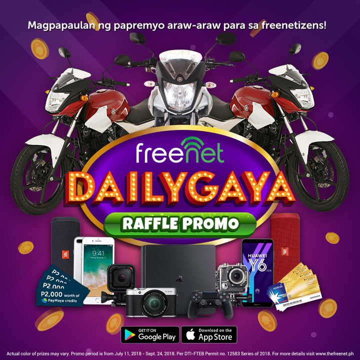 freenet’s Dailygaya Raffle Promo gives its users a chance to win prizes every day from July 23 to September 29