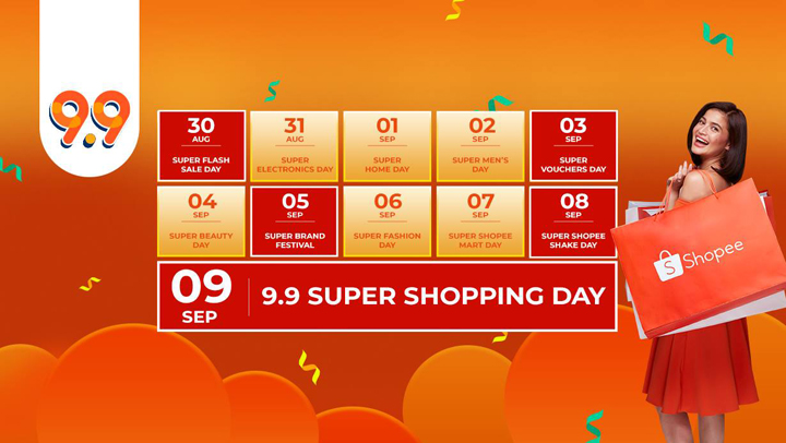 Shopee 9.9 Super Shopping Day happens from Aug 30 to Sep 9