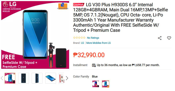 LG V30 Plus price at Lazada
