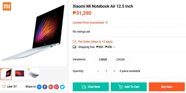 Xiaomi Mi Notebook Air 1.25 price at Shopee Gadget Zone