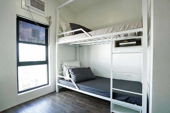 Up close: The bunkbed is designed with additional storage areas for books, documents and other belongings.