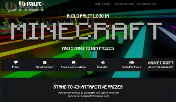 Win a PALIT GeForce RTX 2080 SUPER GameRock Graphics Card with “Build a PALIT logo in Minecraft” Contest