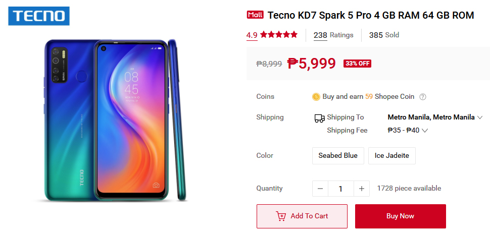 A good budget phone has never been this so within budget. Meet the Tecno KD7 Spark 5 Pro. It's a fits-in-your-hand and fits-your-budget phone with good all around specs for a great price. 
