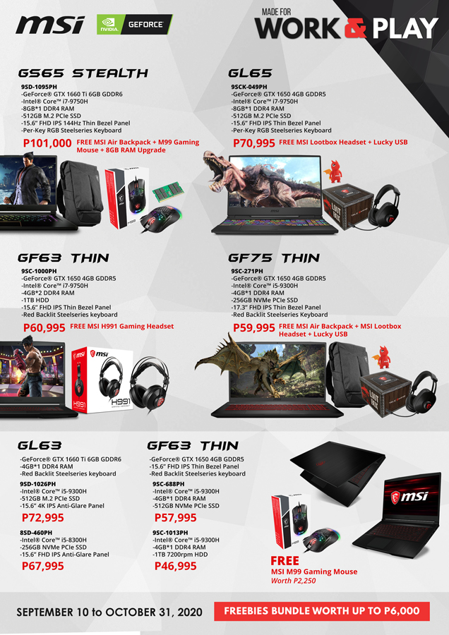 MSI Gaming Work and Play Promo Launched for September 2020
