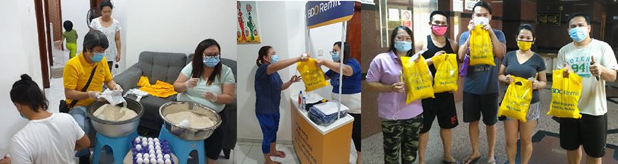 BDO Unibank, through its remittance arm BDO Remit, supports the free food donation drive of Feby Baguisa (far right in the first photo), an overseas Filipino in the United Arab Emirates (UAE) who lost her job during the pandemic but still found the time and dedication to help other unemployed individuals through this campaign dubbed as Project Ayuda. Aside from the financial assistance, BDO Remit representatives also helped in the shopping, packing, and distribution of food items to unemployed overseas Filipinos in UAE.