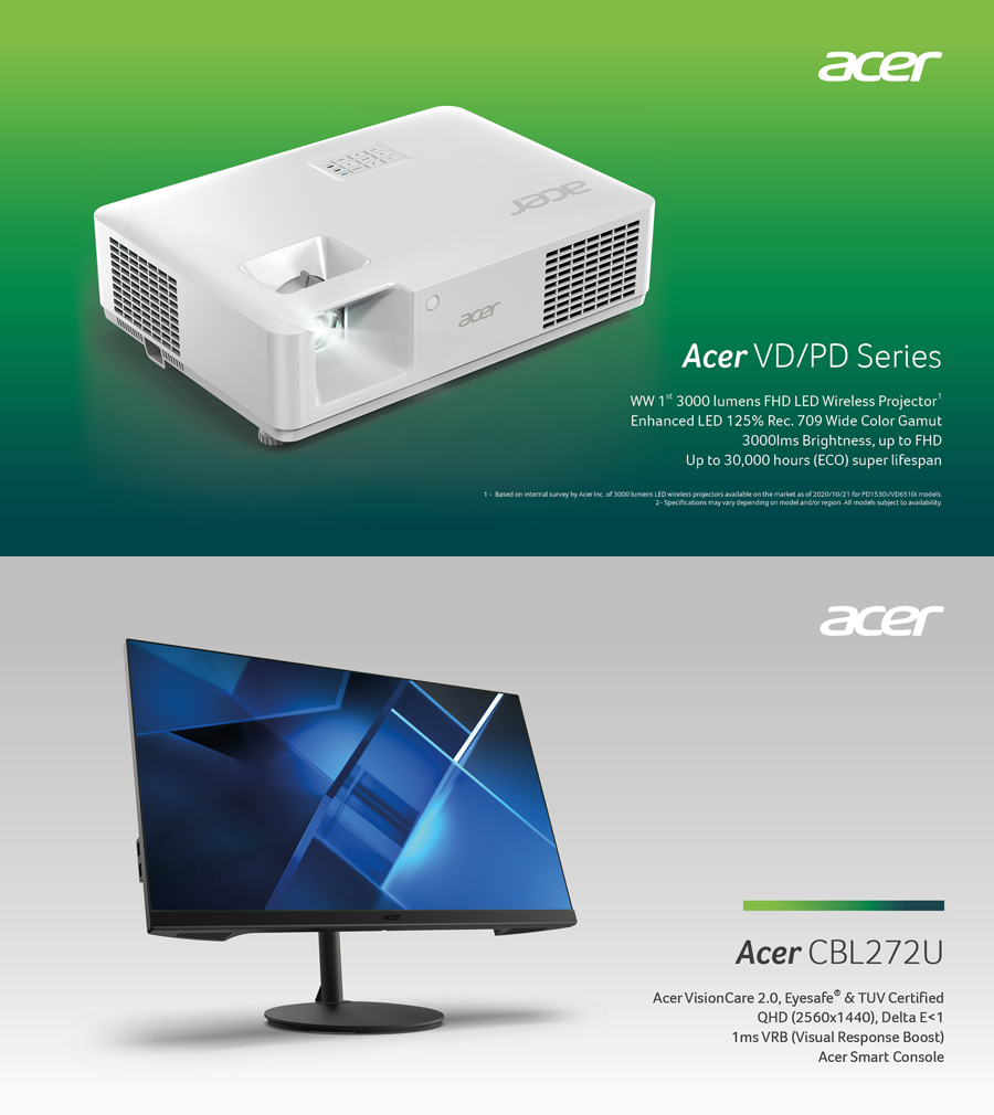 Acer Reveals New LED & Laser Projectors for Entertainment and Business