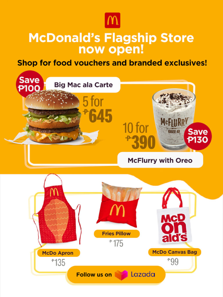 Add to cart McDonald’s food and merch, now available in LazMall!