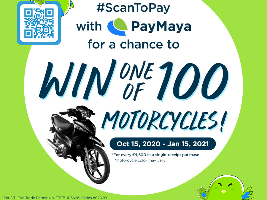 Get a chance to win a motorcycle when you #ScanToPay with PayMaya QR at The SM Store!