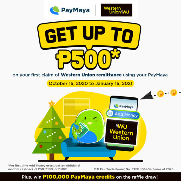 Get up to P500 cashback when you claim your Western Union remittance via PayMaya for the first time!