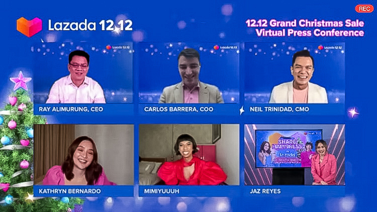 Lazada Philippines held its 12.12 Grand Christmas Sale Press Conference 2020 virtually on December 11, 2020. Present during the virtual press conference were Lazada Brand Ambassadors Kathryn Bernardo and Mimiyuuuh, alongside top executives from Lazada Philippines.