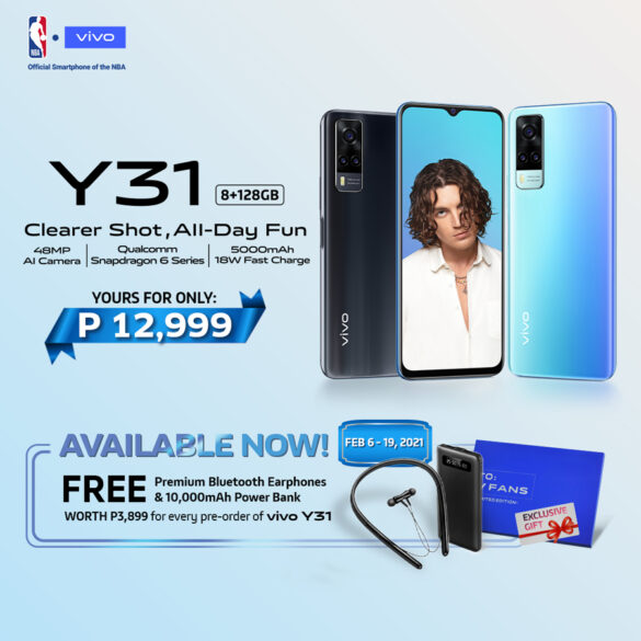 All-day fun and entertainment is in your hands as vivo Y31 becomes available starting February 6