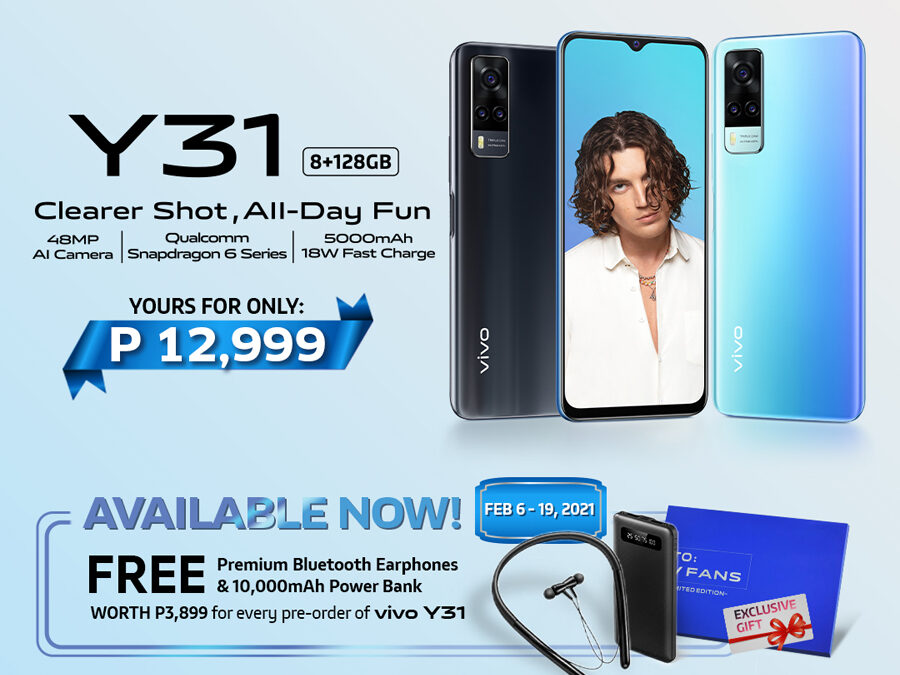 All-day fun and entertainment is in your hands as vivo Y31 becomes available starting February 6
