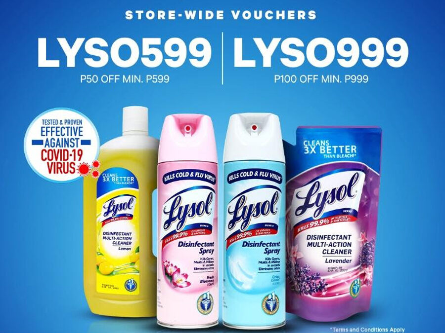 Get Lysol Disinfectant Spray and Lysol Disinfectant Multi-Action Cleaner at up to 28% Off Plus Additional Special Offer Vouchers at Shopee’s 4.4 Sale!