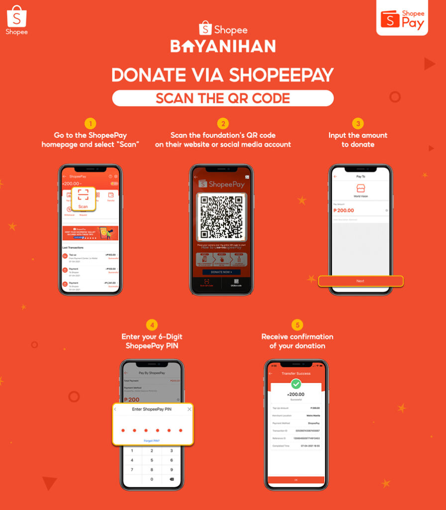Scan and Donate to Different Charity Organizations via ShopeePay