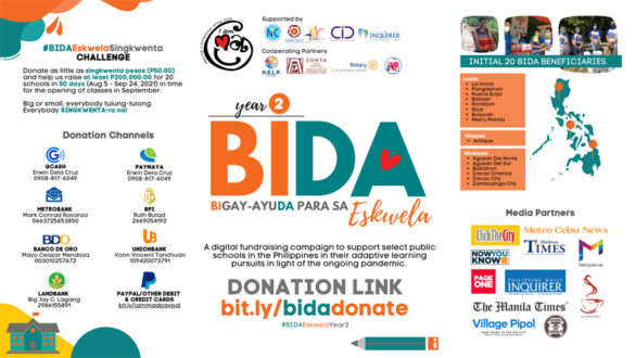 BIDA Eskwela Year 2 fundraiser appeals for at least P50 each from donors within 50 days