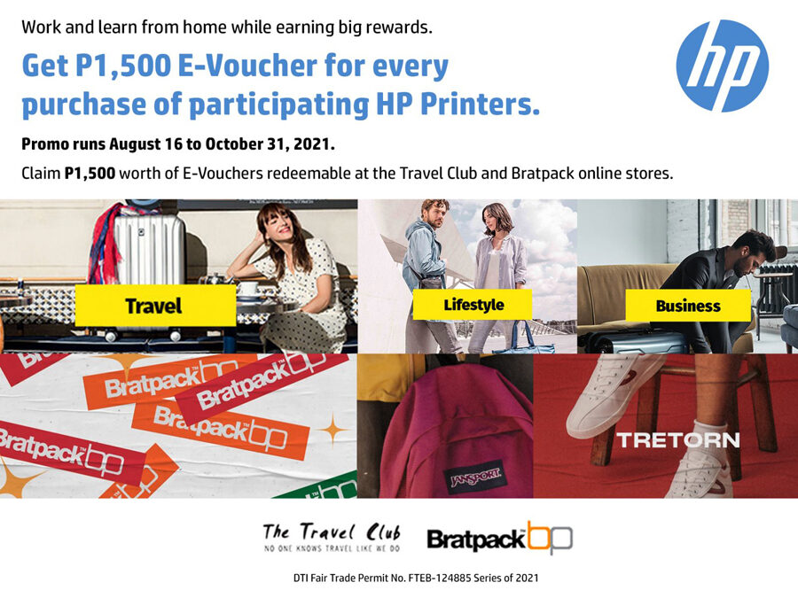 Buy a participating HP printer, get a Travel Club or Bratpack E-Voucher