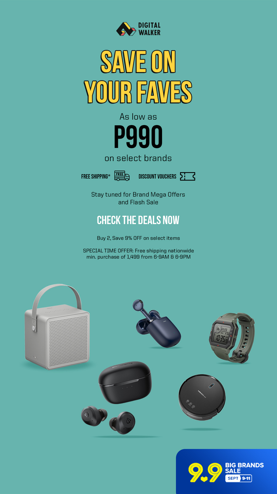 Up to 75% OFF on Beyond the Box and Digital Walker's best-selling brands on Lazada 9.9 Big Brands Sale!