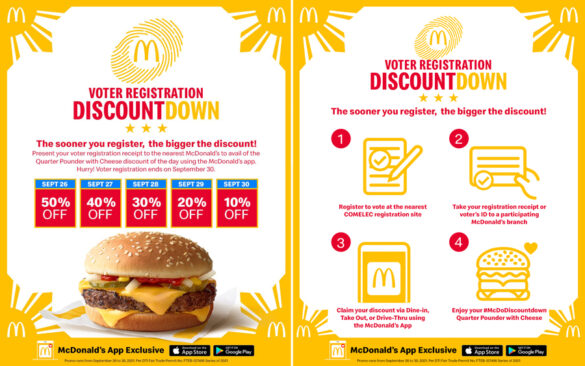 McDonald’s rewards registered voters with its VOTER REGISTRATION DISCOUNTDOWN promos!