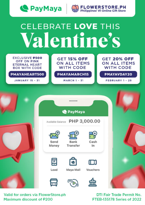 Spread the love and enjoy exciting discounts from FlowerStore.ph and PayMaya