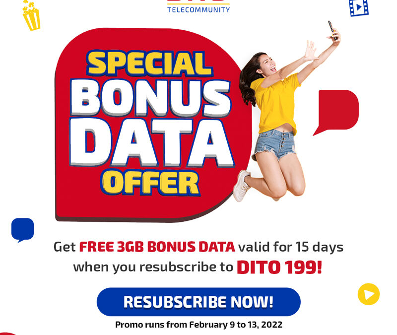 Re-subscribe to DITO199 and get more data for free