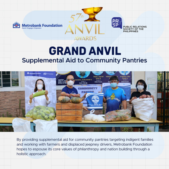 Metrobank Foundation Wins Grand Anvil for Its Support to Community Pantries