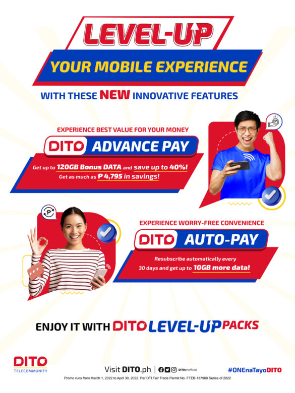 DITO Telecommunity Rolls-Out Auto Pay and Advance Pay with its DITO Level-Up Packs