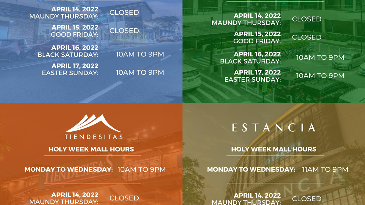 Ortigas Malls Holy Week 2022 Schedule