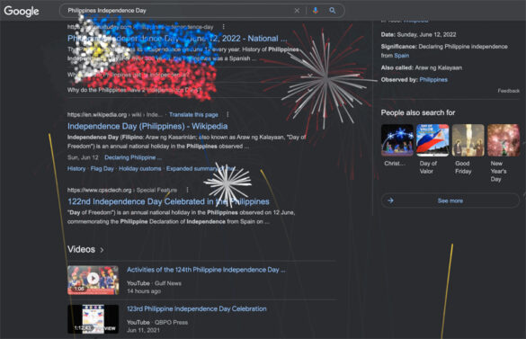 Virtual fireworks light up Google Search for Philippine Independence Day