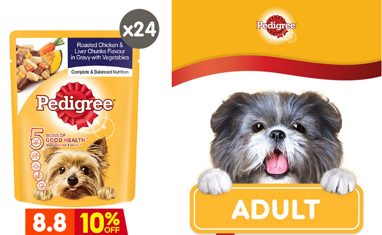 Buy PEDIGREE Wet Dog Food Roasted Chicken and Liver Chunks in Gravy with Vegetables (24-Pack), 80g on Shopee.