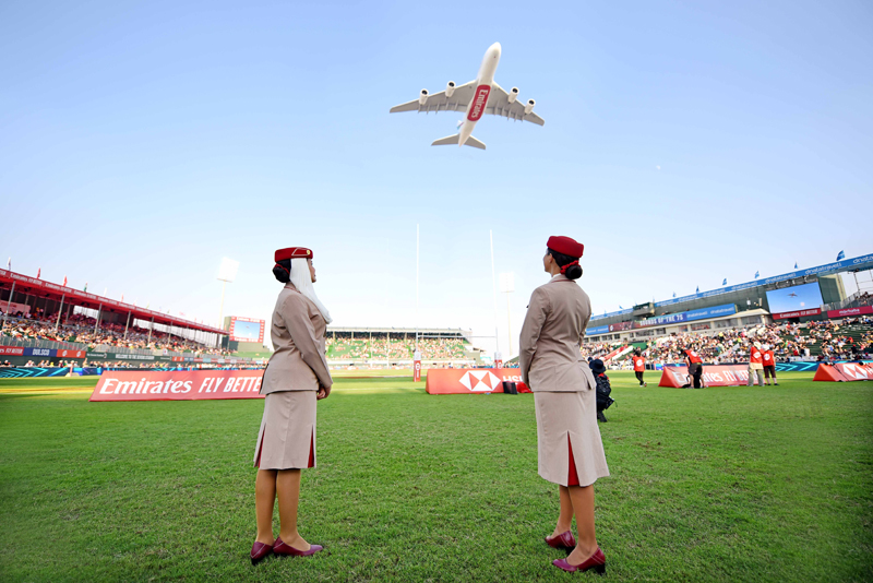 Emirates performs a National Day double flypast over the UAE’s biggest annual sports and entertainment festival