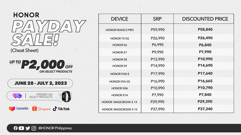 This is not a drill! You can get up to Php 2,000 off HONOR phones this Payday Sale