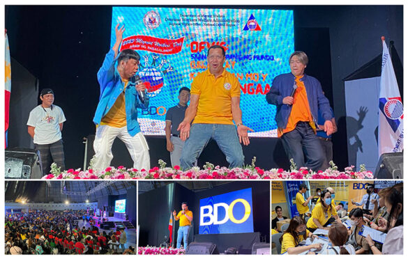 BDO and SM give thanks: comedians MC and Lassy entertain audiences during the recent Overseas Filipinos Migrant Workers' Day celebrations organized by the Overseas Workers Welfare Administration (OWWA). At these events, aside from having games and prizes, BDO also provided financial tips to Overseas Filipinos on remittance services.