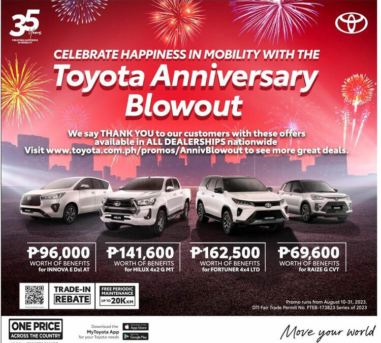 Celebrate Toyota Motor Philippines’ 35 Years of Mobility with Anniversary Blowout Deals