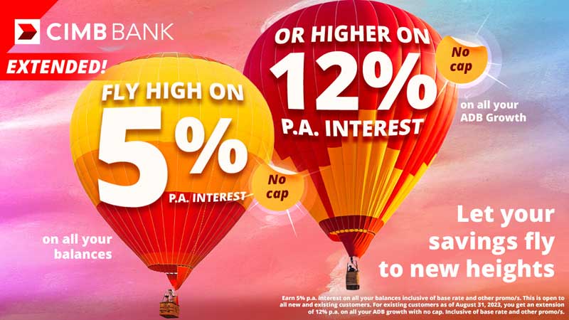 CIMB Bank PH extends high interest, no cap 5% ’Fly High’ and 12% ADB growth promo until end-October