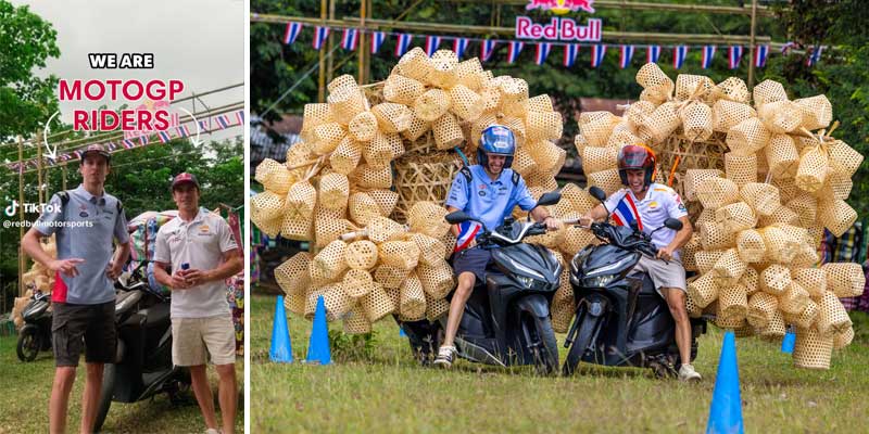 World Champions, Marc & Alex Marquez, Balance Over 200 Bamboo Baskets in Scooter Competition Ahead of Thailand MotoGP