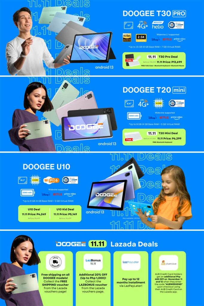 DOOGEE offers great 11.11 deals on high-rated tablets  T30 Pro, T20 Mini, and U10 Series
