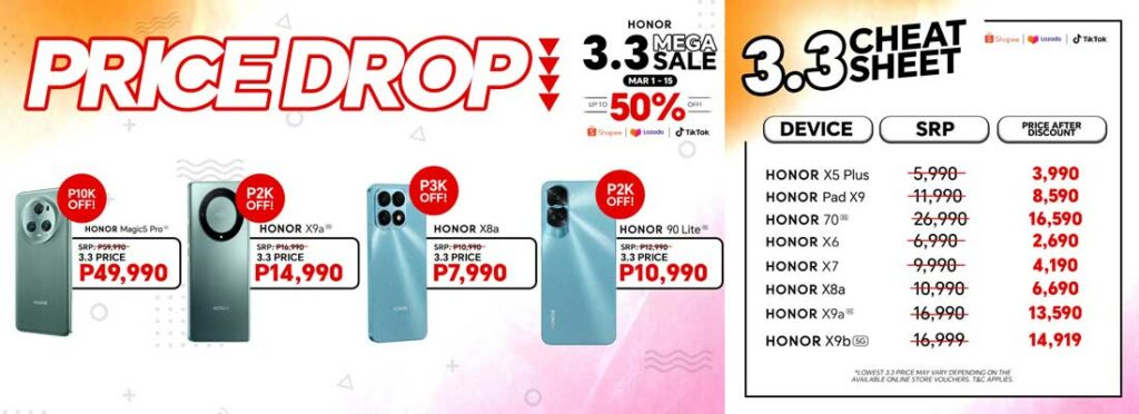 It’s Raining Freebies with up to 50% Discount this HONOR 3.3 Super Sale!