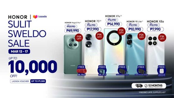 Up to Php 10,000 worth of discounts on your favorite HONOR devices this Lazada Sulit Sweldo Sale!