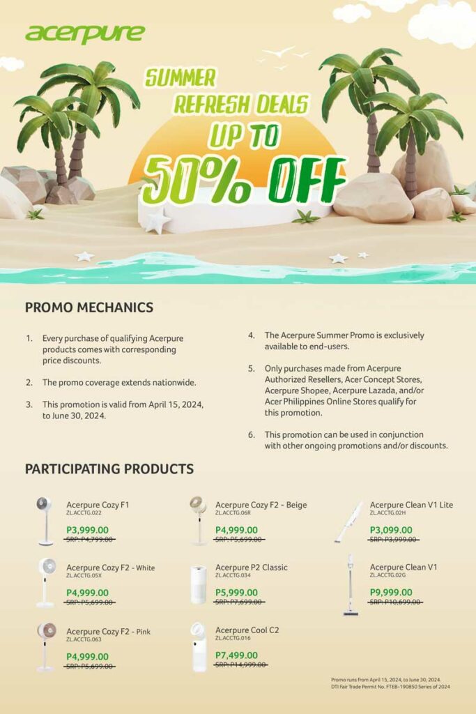 Enjoy up to 50% off in Acerpure’s Summer Refresh Deals
